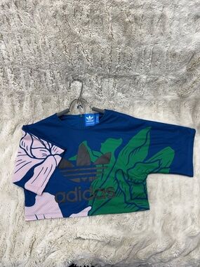 adidas Crop Jersey Green & Pink Floral Print